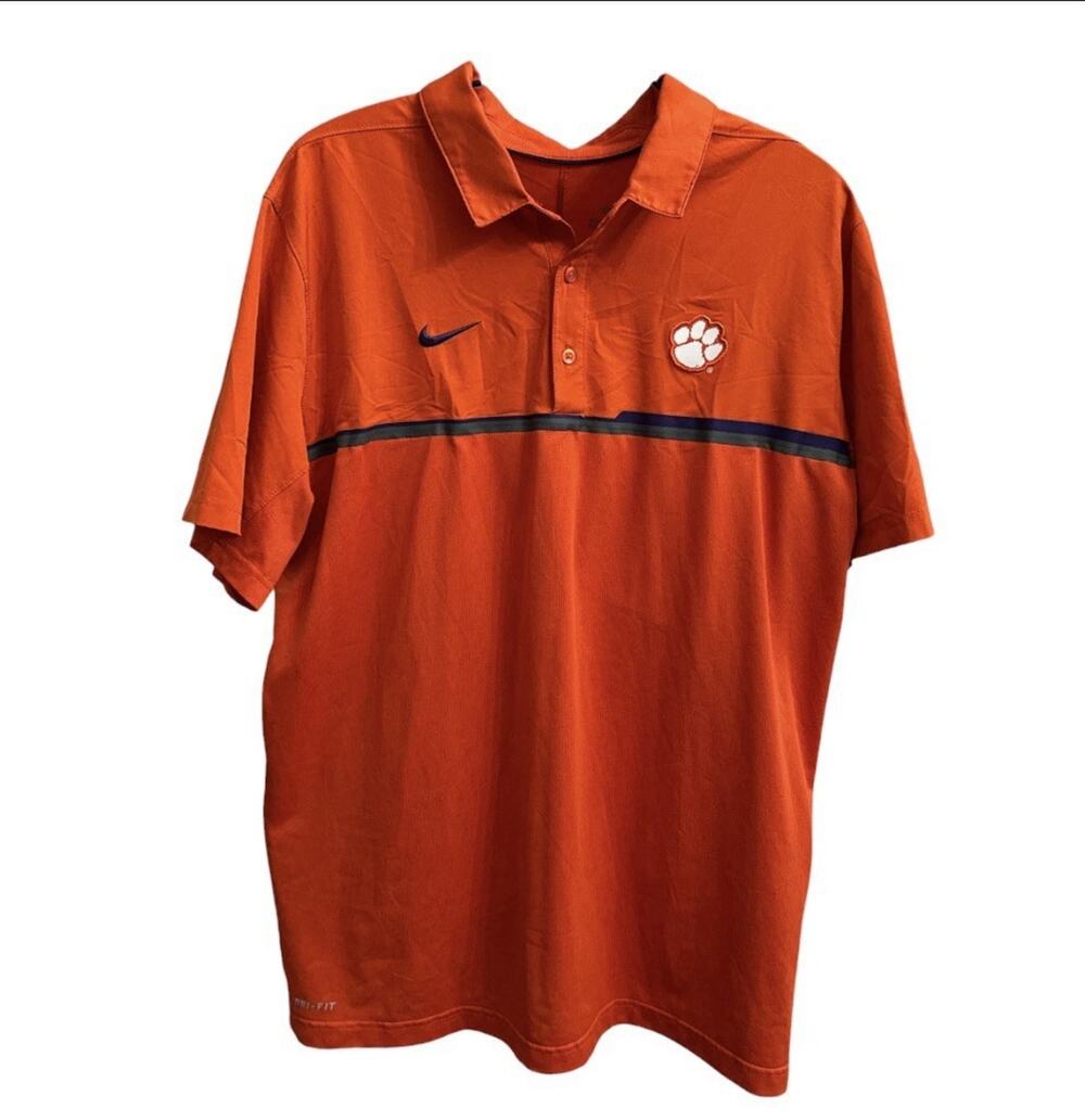 Nike Dri-Fit Clemson Tigers Polo Shirt Men's Size XL Orange Purple GUC